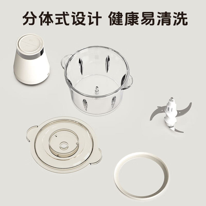 美菱(MELNG))绞肉机家用 电动多功能料理搅拌机打肉机饺子肉馅蒜蓉机1.8L 米白色 玻璃款MM-B25高清大图