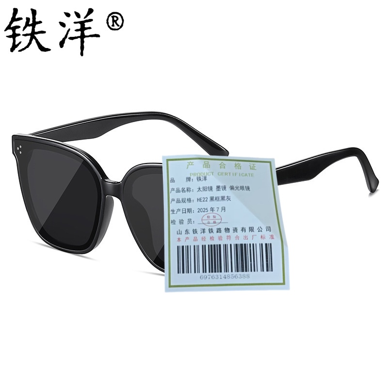 铁洋 太阳镜 墨镜 偏光眼镜 HE22黑框黑灰 副高清大图