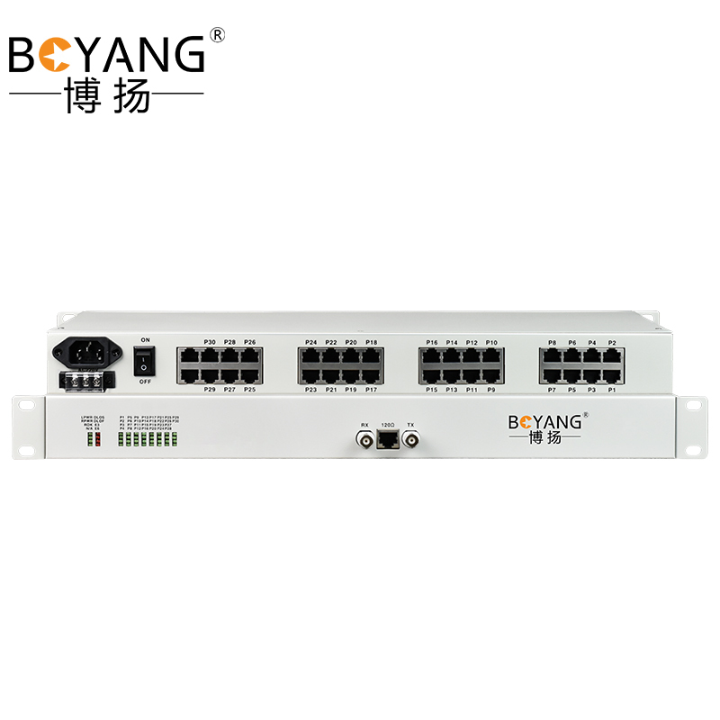 博扬(BOYANG)PCM电话语音复用设备光端机 E1转30路电话FXO/FXS 机架式 1对价 BY-30E1