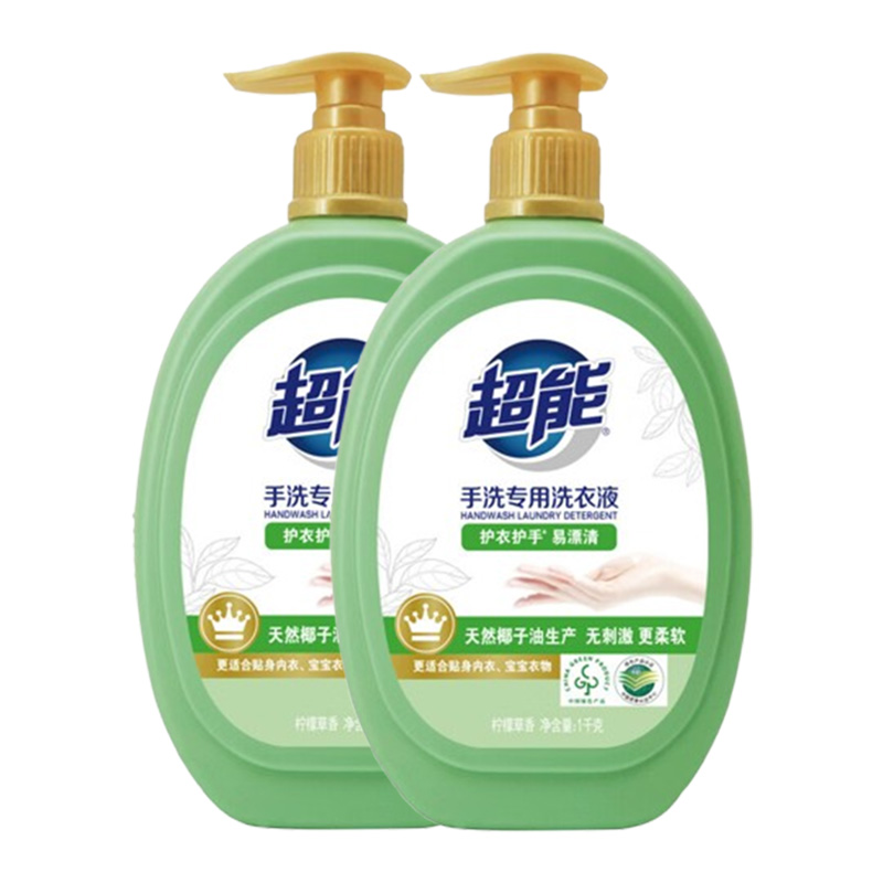 超能洗衣液手洗柔软1kg*2瓶1110205004(包装随机)