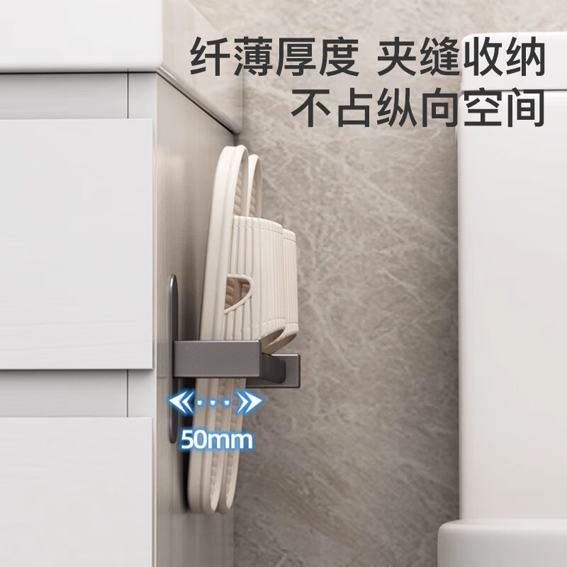 谋福 浴室拖鞋架 免打孔卫生间置物架 鞋子收纳挂架沥水架子(20cm单人位☆黑色)高清大图