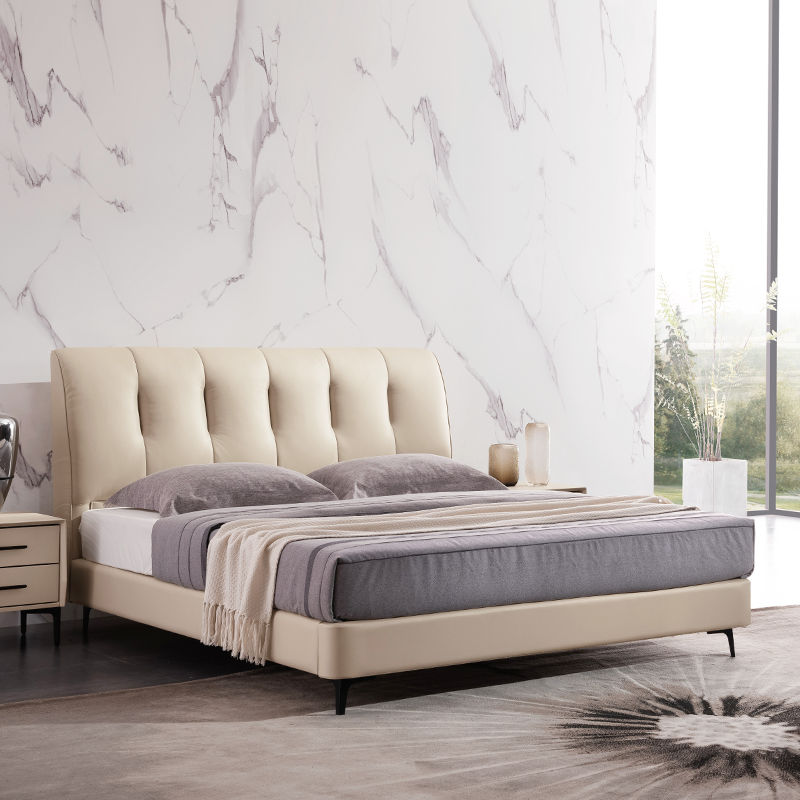 大自然床意式风格皮质软床卧室家具15米18米单人双人床架b51b51床具