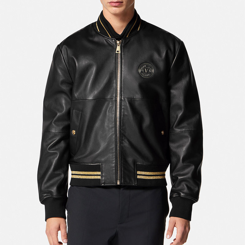 范思哲 versace jeans couture 男士短款夹棉夹克皮衣外套74gavp07 cp