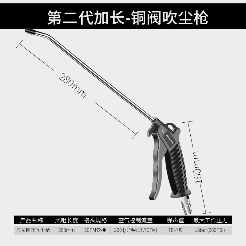 XH绿林吹气泵风枪气动高压除尘吹灰货车吹气工具铜阀吹尘枪黑加长款/批发