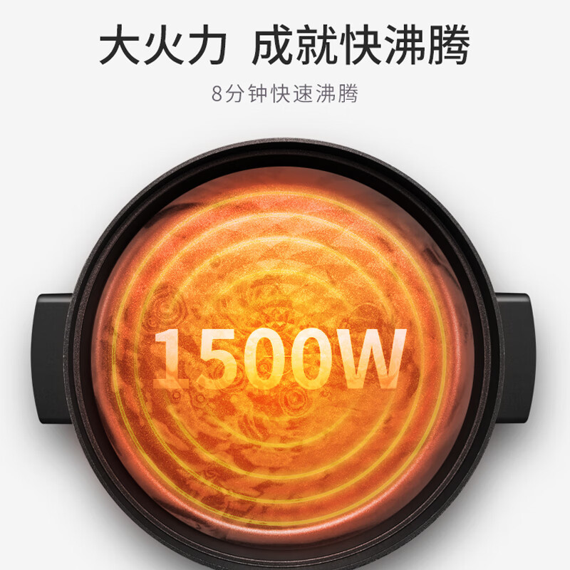苏泊尔(SUPOR)电火锅多功能锅料理锅家用火锅专用锅4L多用途电火锅烤肉烧烤锅 H28YK12 黑色 4L