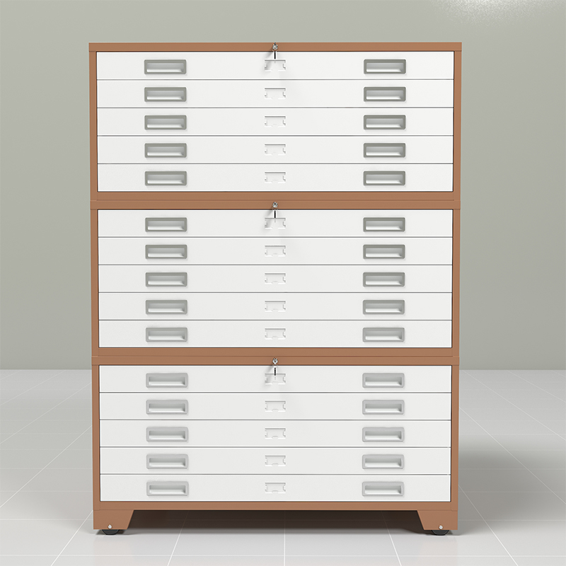 臻远 ZY-DTGA-12 工程图纸柜收纳柜 咖白色0号三节柜高清大图