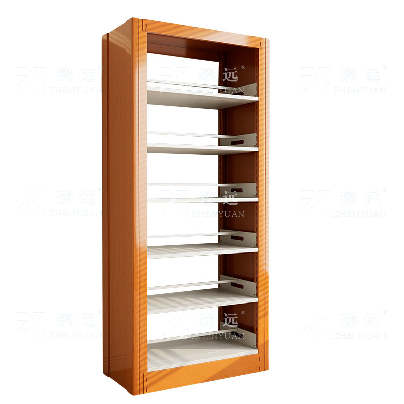 臻远 ZY4072631 钢制书架黄色转印图书馆书架资料架 双面6层一列一组 1000*450*2000高清大图