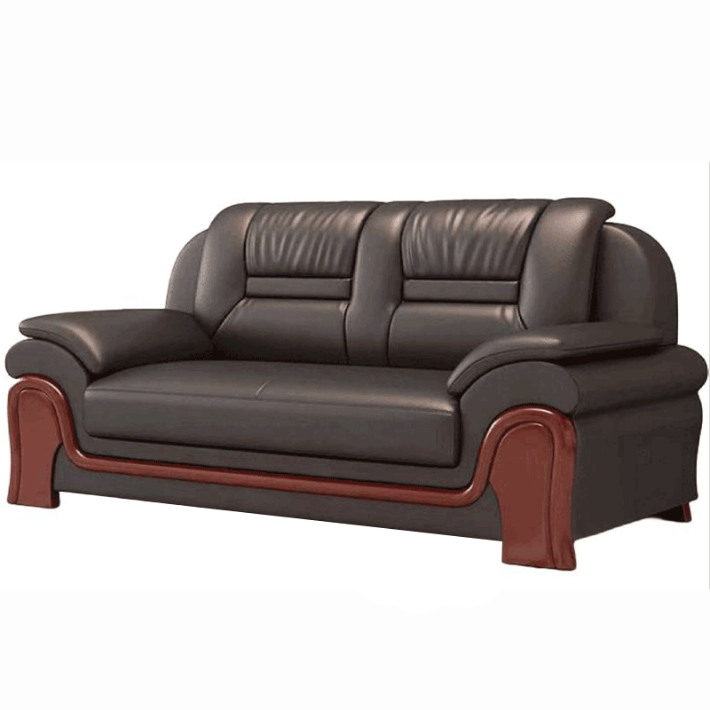 企来实木牛皮三人位沙发 2230*850*920mm 个高清大图