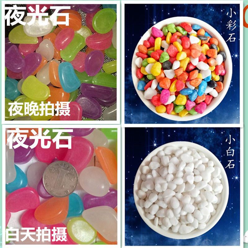 白石子彩色石子五彩石多肉铺面石花盆石头鱼缸水培装饰七彩小石子 450克有送[实发1斤]