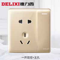 [官方旗舰店]德力西86型CD890金色墙壁开关插座 二三插错位5孔 斜五孔电源插座带开关插座面板 一开单控