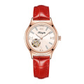 新奇特正品手表女士爱心形自动机械表超薄防水钢带皮带钻时尚简约商务国产品牌新款女表X-59 魅力红