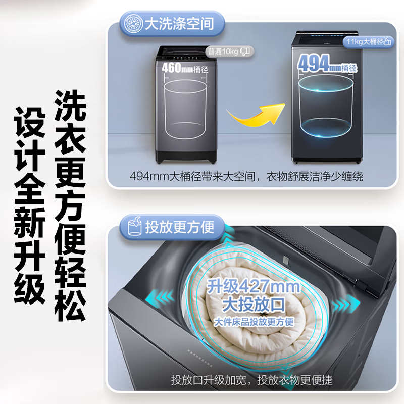 海尔(Haier)XQS110-BDEV77A811KG波轮洗衣机全自动 双动力防缠绕+智投精华洗+直驱一级变频高清大图