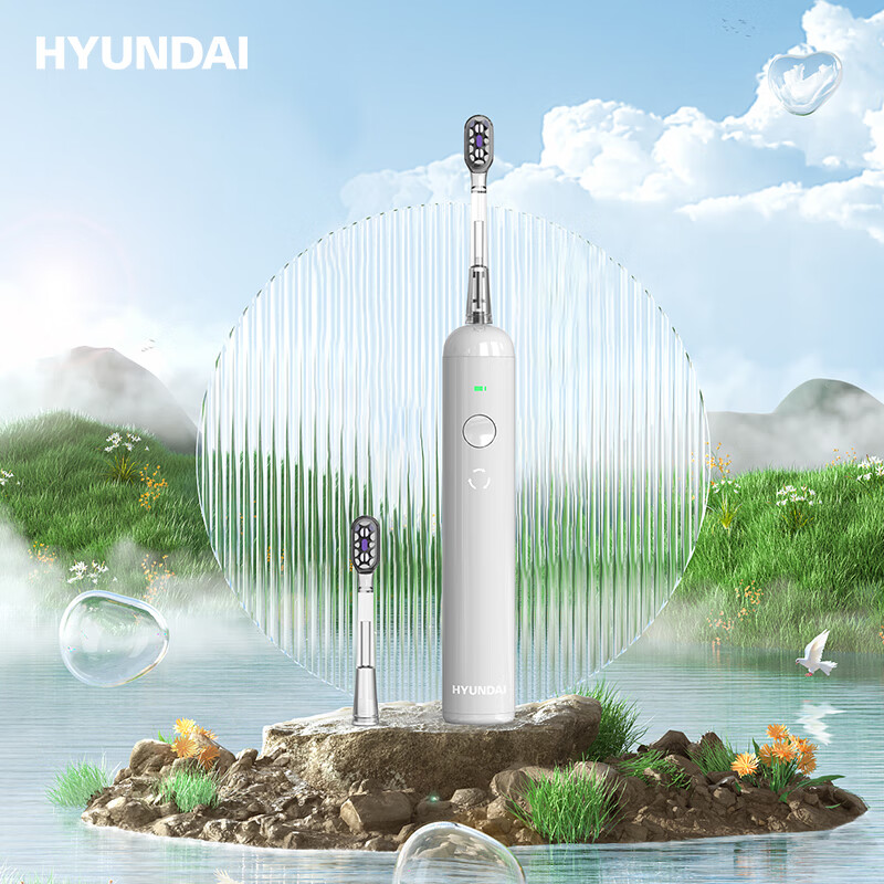 HYUNDAI 现代 新一代扫振电动牙刷成人情侣礼物 S13 智能深度清洁护龈牙刷便携闪充不打牙