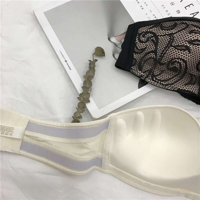 韩蕾丝内衣胸罩无肩带文胸隐形拢无痕胸贴婚纱礼