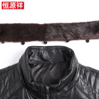恒源祥海宁真皮皮衣男士绵羊皮水貂立领真皮羽绒服男短款秋冬外套100%绵羊皮
