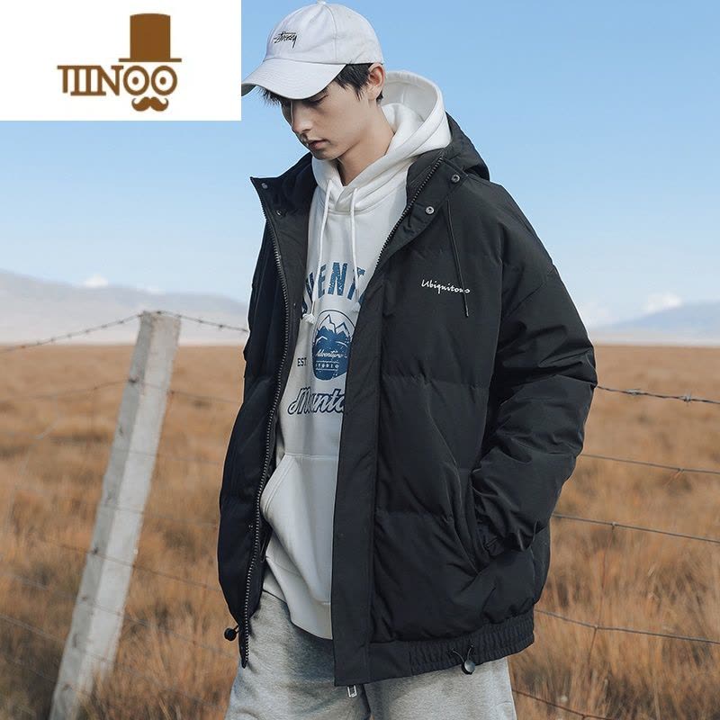 YANXU日系棉衣连帽男冬季加厚潮牌宽松袄外套面包服羽绒服休闲新款情侣图片