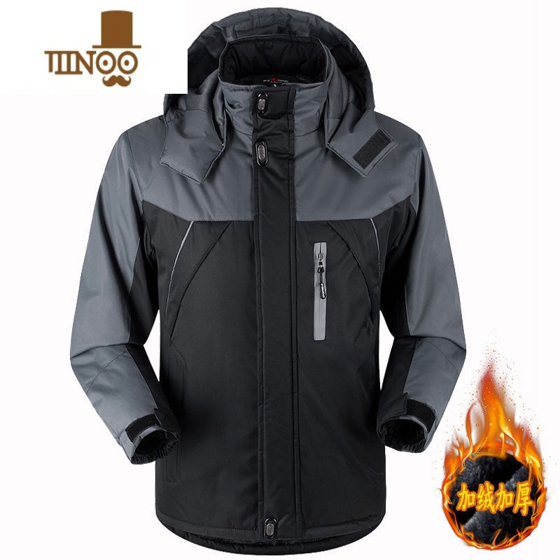 YANXU冬季外套棉衣男加厚加绒男士棉袄棉服工作服大码冲锋衣冬天工装夹克外套潮流 高品质808黑色棉服加绒加厚 4XL建议150-170斤