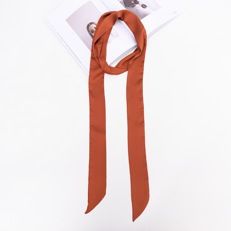 家柏饰(CORATED)色细长条窄丝巾女围巾小领巾腰带带绑包丝带飘带归还世界 焦糖