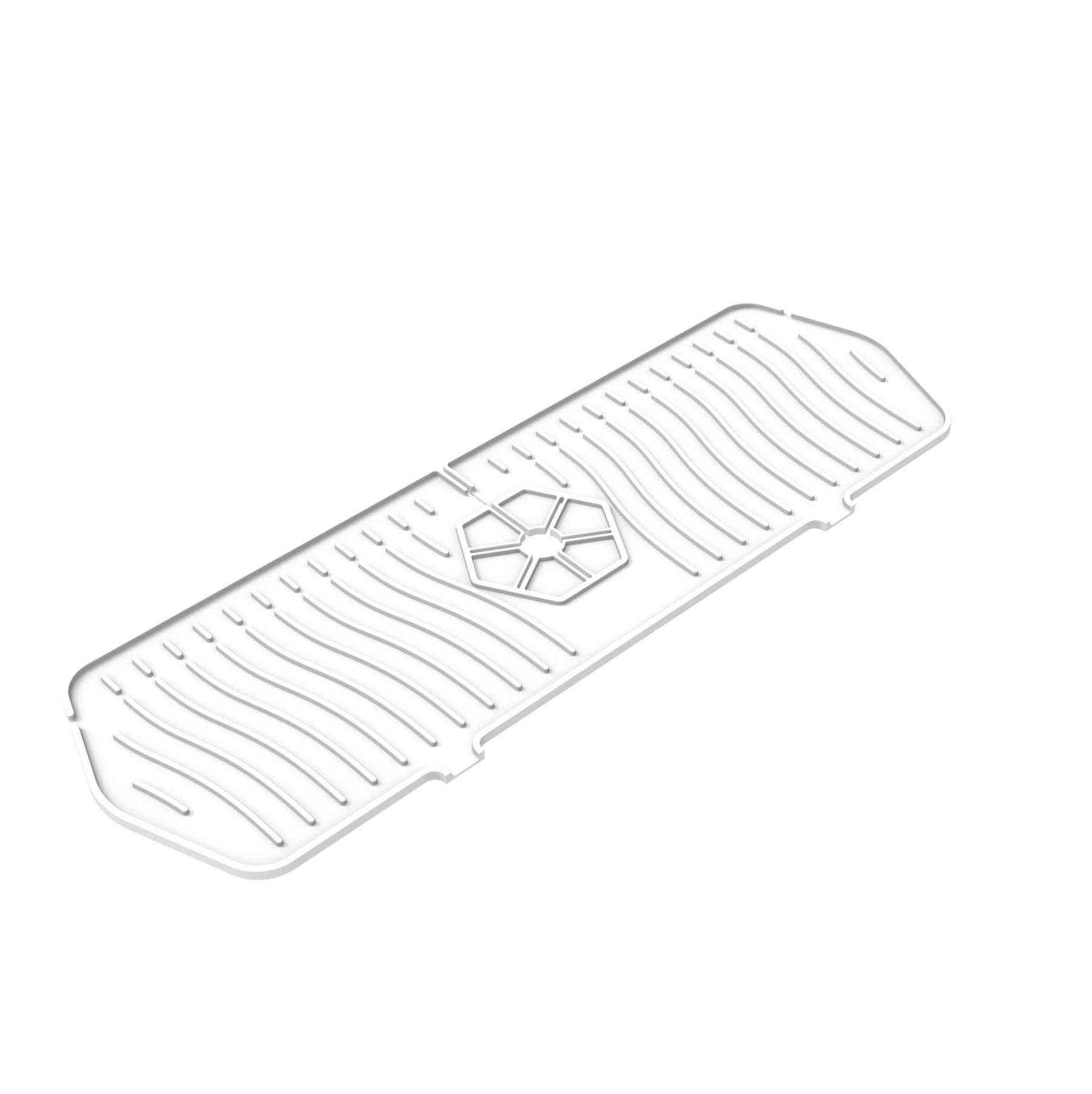 【加厚升级款】柔软硅胶沥水快沥水垫厨房水龙头防溅水防滑水槽收纳--白色标准款;特大号45*14CM