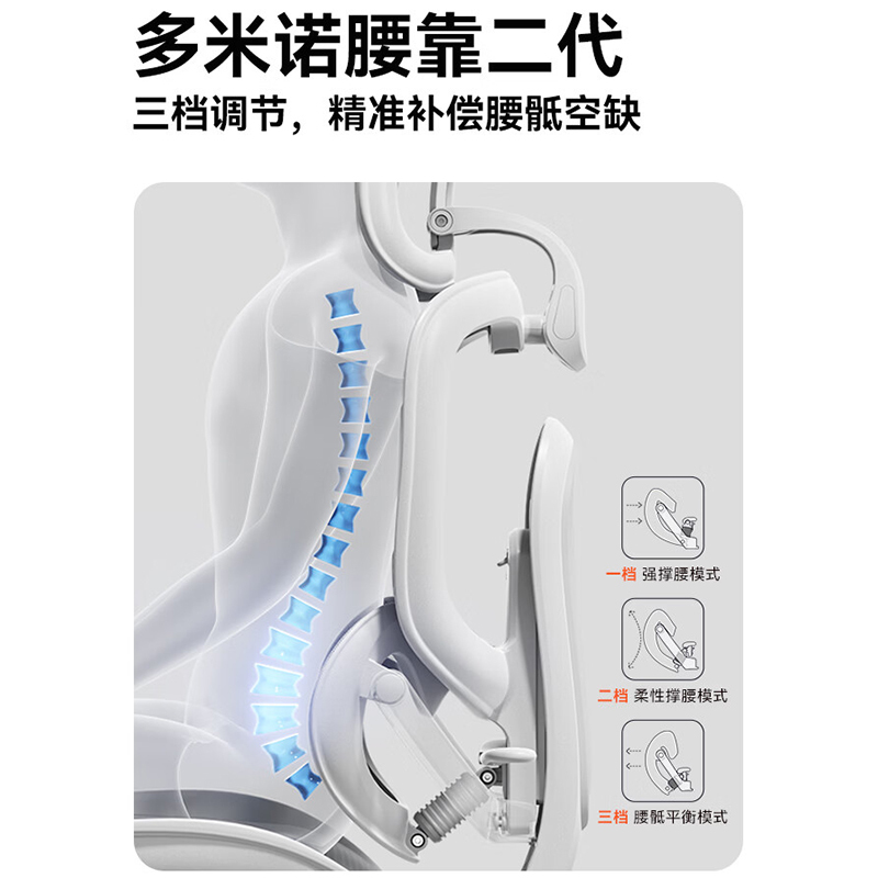 西昊 C300-Lite-V2-R102-JT 二代尊享款人体工学椅 [云白+脚踏] 电脑椅办公电竞老板高清大图
