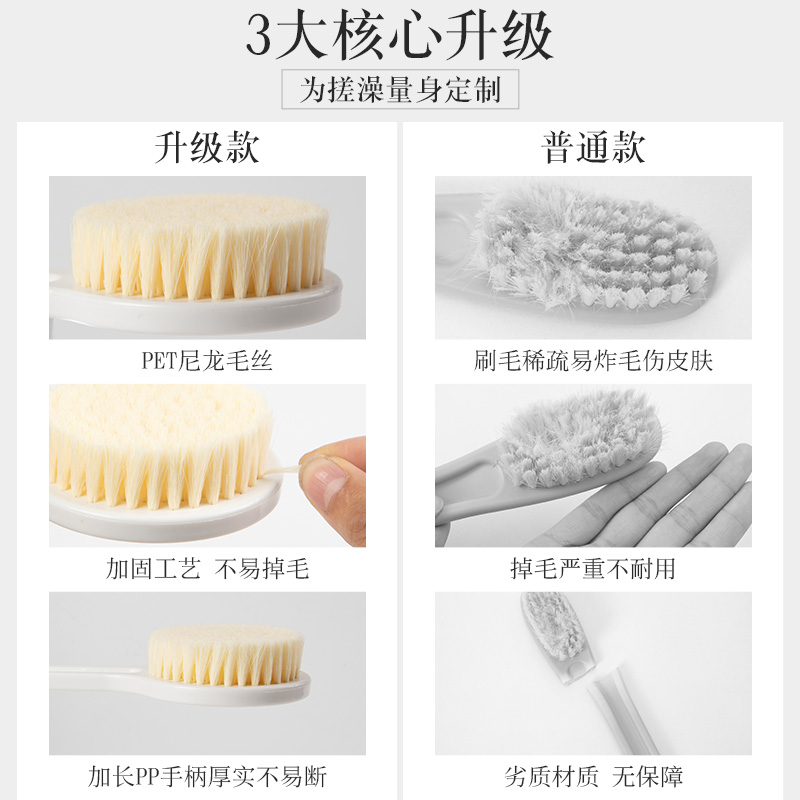 洗澡刷搓澡好物搓背刷磨砂膏后背专用软毛长柄刷子海绵沐浴球擦背-升级款【加密软毛刷/2个装】粉色送挂钩高清大图