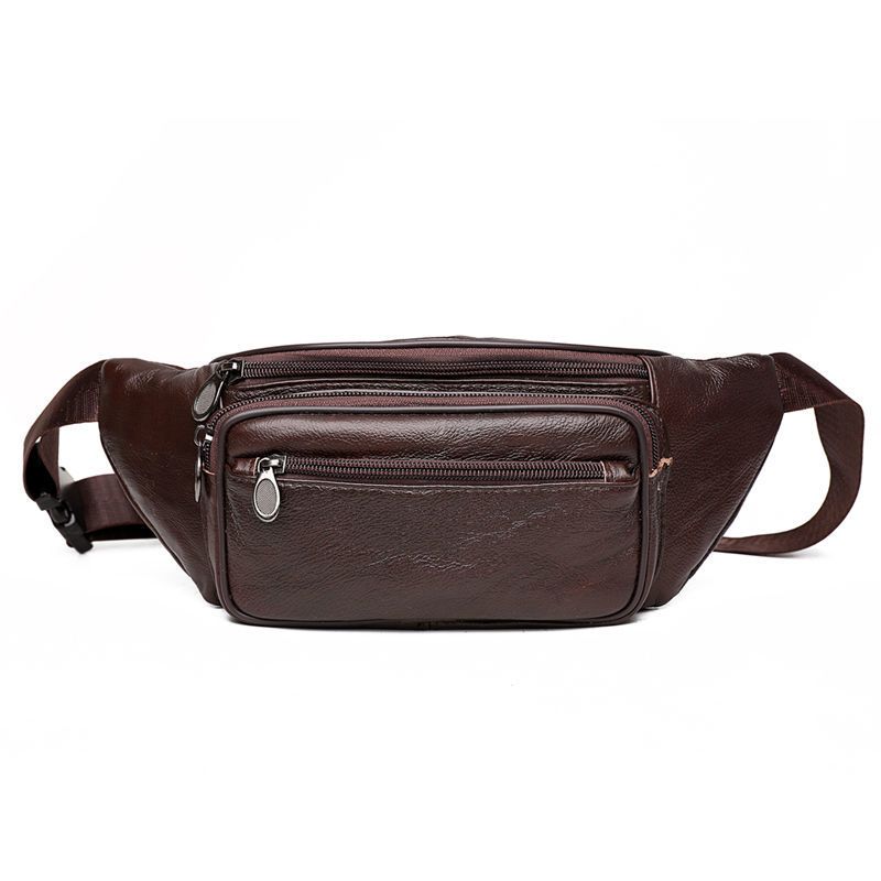 派尼美特休闲真皮腰包真皮男士胸包腰包男运动多功能手机包骑行挎包