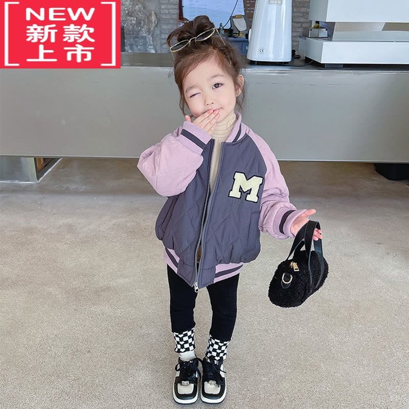 可莉允女童加厚外套男童秋冬款棒球服洋气冬装宝宝时髦棉服儿童冬季棉衣图片