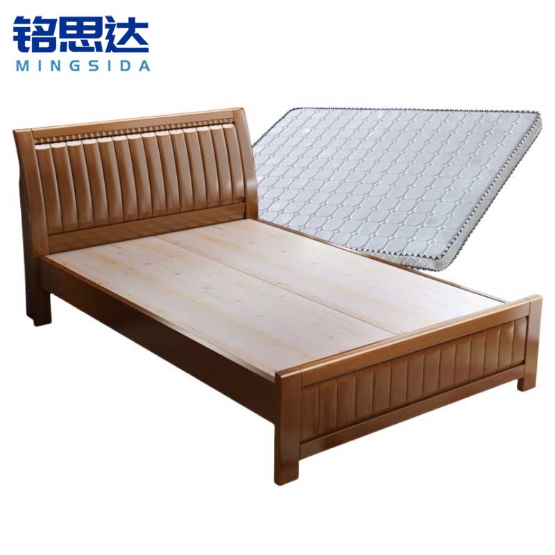 铭思达实木床1.5米含床垫套高清大图