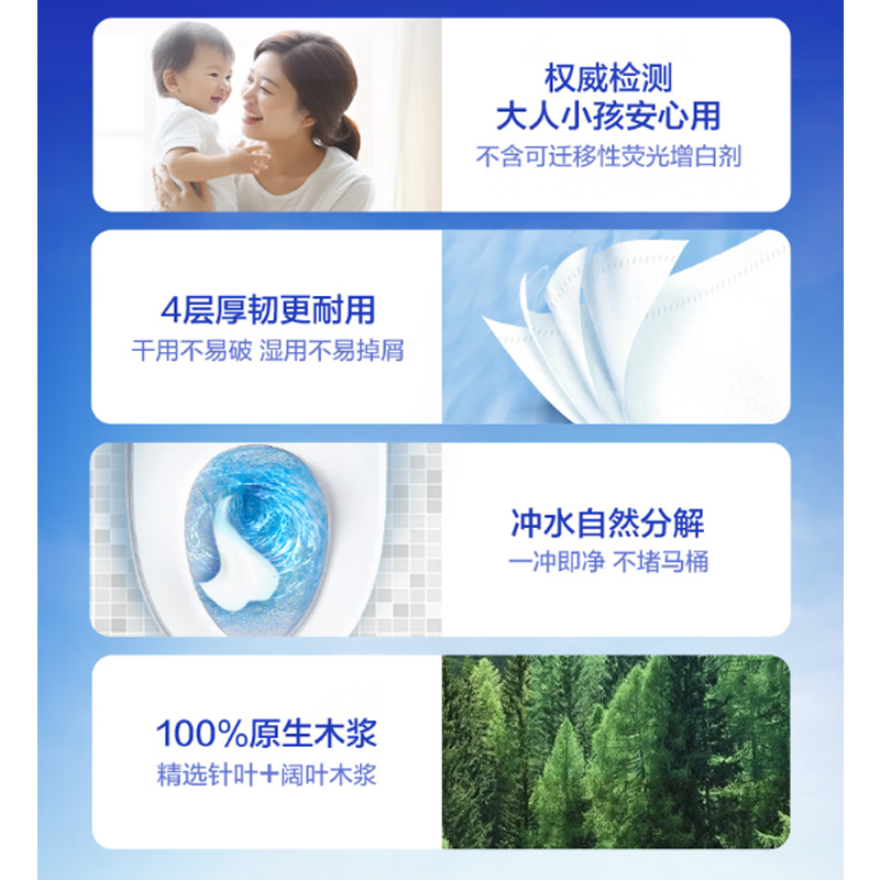 维达V4069有芯卷纸 蓝色经典4层140g*10卷 (单位:提)高清大图