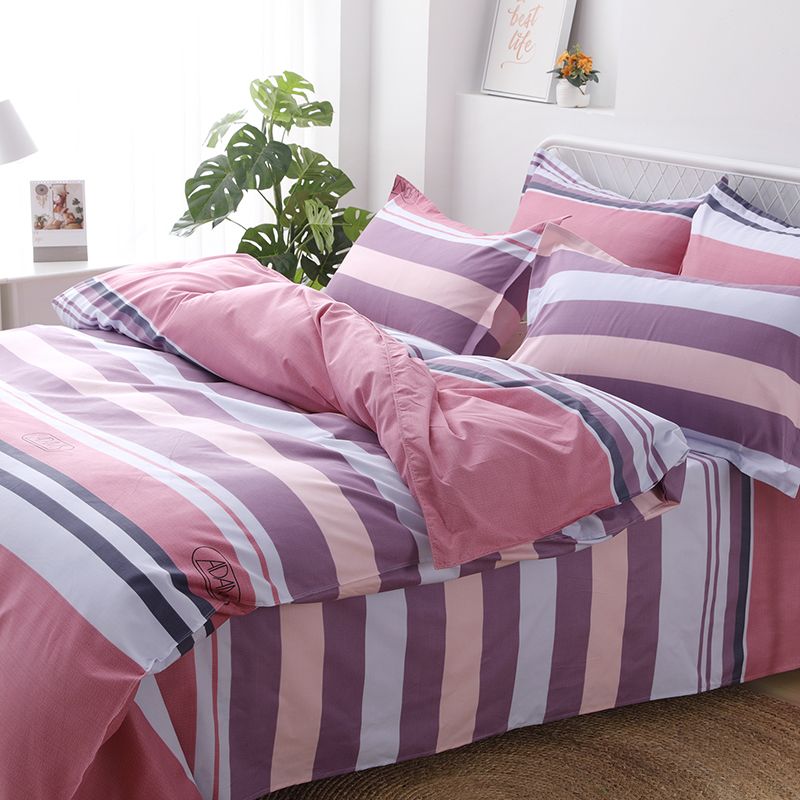 加厚纯磨毛四件套床上用品床单被套简约床品被罩学生宿舍三件套_1_180 1.5床被套150X200四件套 裸婚时代-红