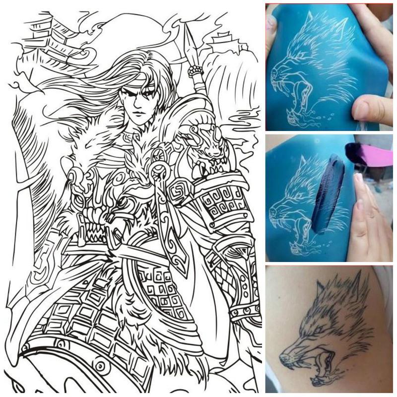 过肩龙纹身贴模板可重复男女防水持久仿真刺青花胸全半臂花臂果汁 半臂A200 只要模板 不要膏