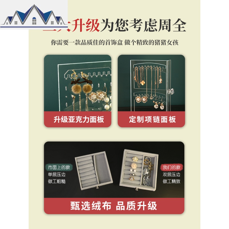 亚克力耳环收纳架展示架耳钉项链耳饰饰品收纳盒女家用防尘首饰盒 三维工匠高清大图
