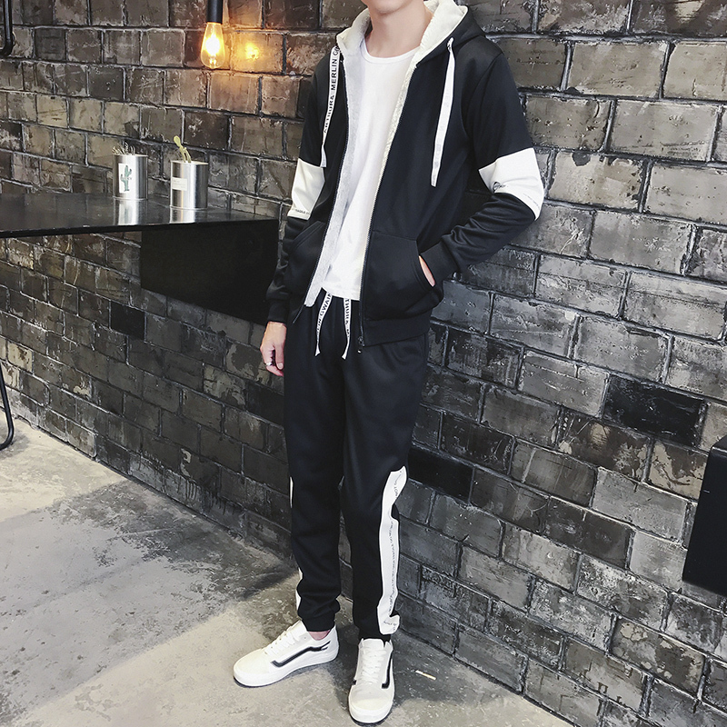 男士卫衣套装冬季加厚加绒青少年学生潮流韩版休闲一套冬天衣服