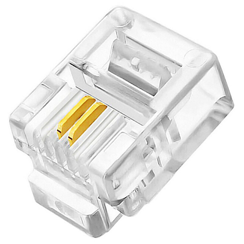 ABLEMEN 电话水晶头 6P2C 2芯电话线接头 RJ11电话线水晶头 100个