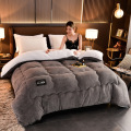 家用双面羊羔绒被子冬被加厚保暖羽丝绒被芯全棉牛奶绒冬棉被 200*230CM8斤 灰色