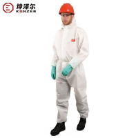 坤泽尔K1500一次性无纺布防护服连体带帽防尘透气实验室工作服白色K150010件(1箱)L-XXXL
