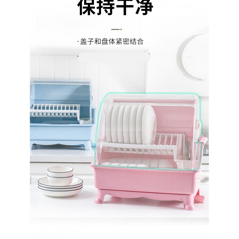 带盖碗碟架放碗架收纳盒双层沥水架装碗筷收纳箱厨房碗柜置物架碗收纳层架 三维工匠高清大图