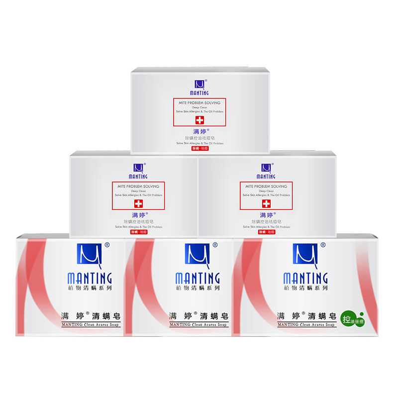 满婷(Manting)除螨控油祛痘皂108g*3块+清螨皂100g*3块(洗脸皂 洁面皂 香皂 深层清洁)