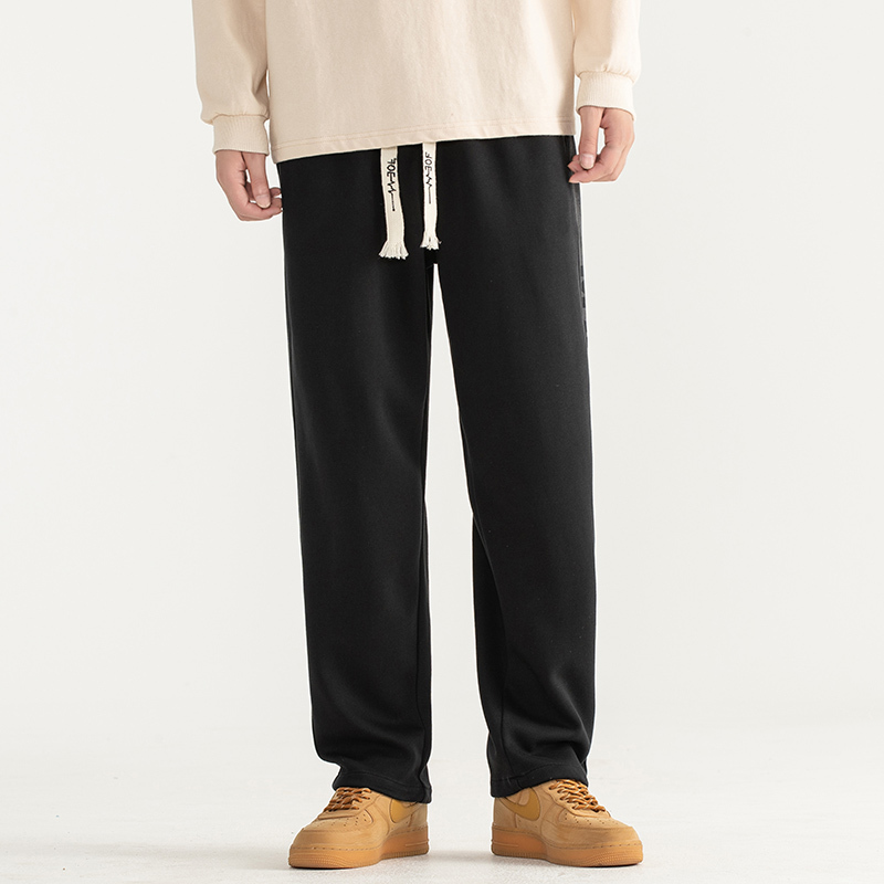 蒙洛里克潮牌垂坠感直筒宽松运动卫裤高街拖地阔腿休闲纯棉长裤子男春