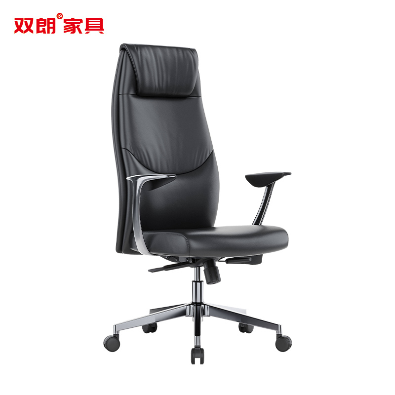 双朗 牛皮办公椅 S-JY1026BL 615*645*1185-1260mm 黑色 张高清大图
