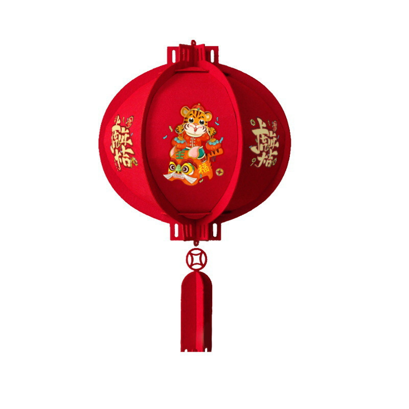 日和花2022年虎年灯笼新年装饰品春节新年春节长形宫灯优质毛毡布过年挂饰福字红灯笼挂件吊饰B2104