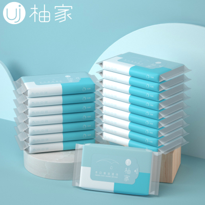 柚家手口清洁湿巾10片装*30包便携式湿巾手口专用
