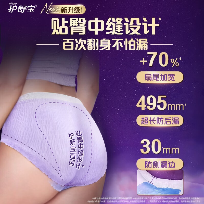 护舒宝考拉散热安睡裤XL加大码2条*5袋裤型卫生巾高清大图