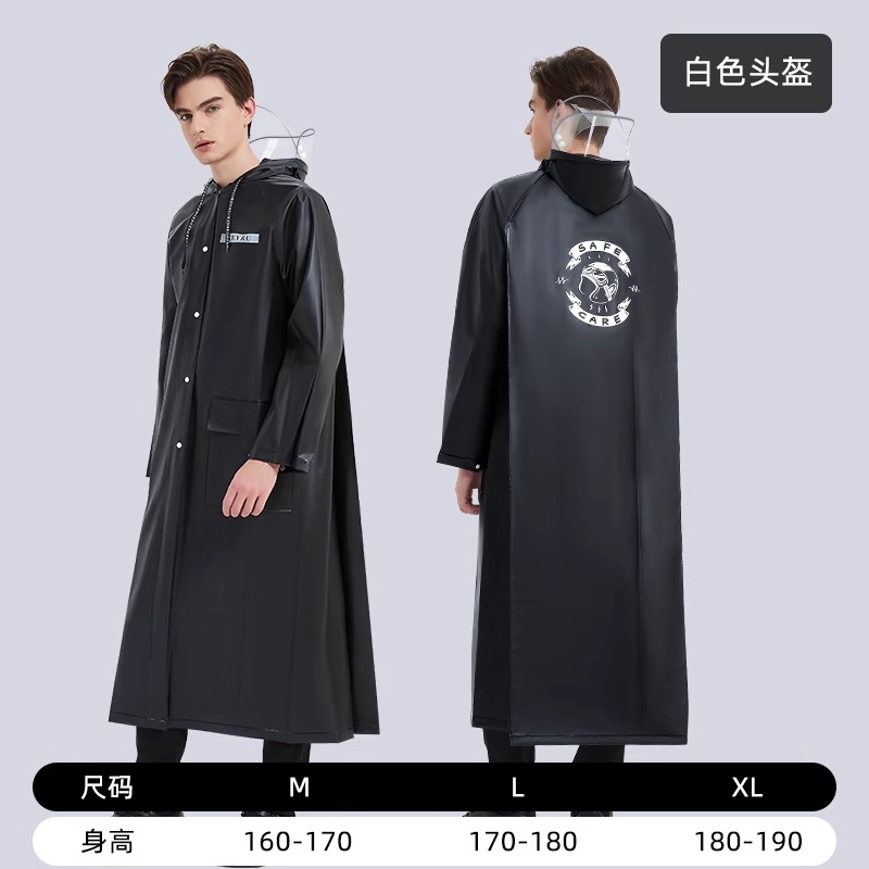 雨衣男款长款全身防暴雨女单人电动电瓶车成人男士防雨服连体雨披 头盔款 L