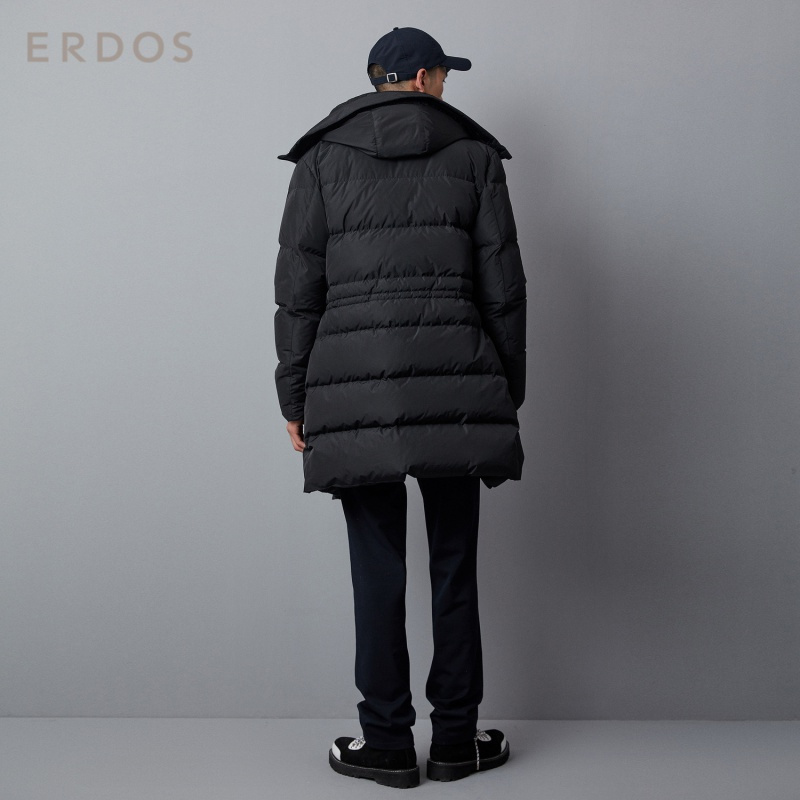 ERDOS 立领连帽白鸭绒口袋装饰男士羽绒服