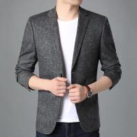 梵克公牛春季2021新款西装外套男士小西服商务休闲修身休闲上衣外套 灰色
