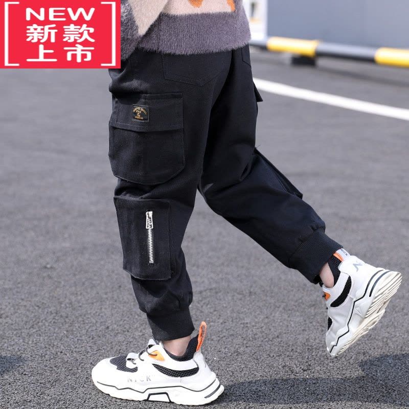 可莉允儿童装男童加绒裤子秋冬款2022新款冬装保暖棉加厚中大童工装裤潮保暖裤图片