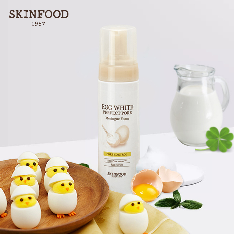 skinfood思亲肤 蛋白净采细致洁面泡沫 洁面滋润 清爽补水滋润 平衡油脂深层清洁温和不刺激 200ml