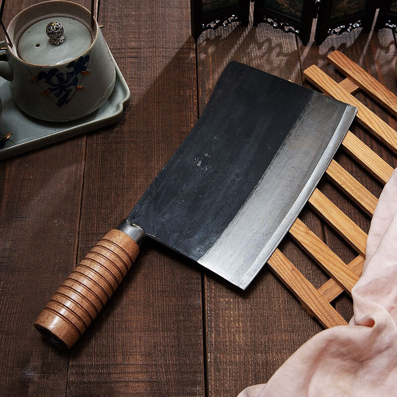 寒铁高端厨房多功能刀具全切割系列锋利耐用设计轻巧优雅家用厨师刀正士作九江弯刀烧腊店鸡鸭鹅专用刀厨房刀具加厚骨剁骨斩骨刀高清大图
