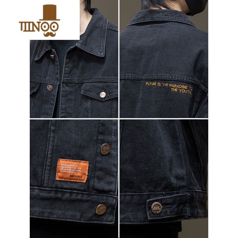 YANXU春季牛仔外套男士韩版潮流休闲潮牌宽松款褂子痞帅工装夹克男图片